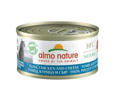 Kонсервы для кошек Almo Nature HFC Natural с тунцом, курицей и сыром, 75% мяса 24 шт