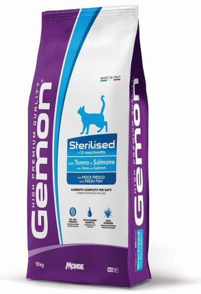 Корм Gemon Cat Sterilized для стерилизованных кошек (тунец лосось)