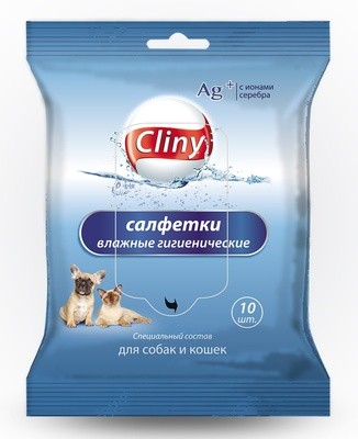 Салфетки влажные Cliny для собак и кошек 10 шт