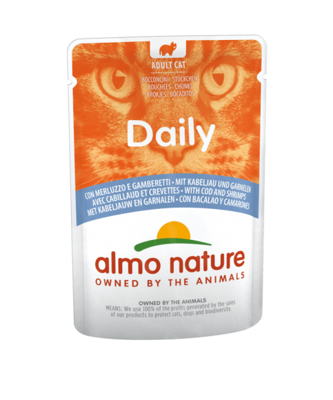 Паучи Almo Nature Daily для кошек меню с треской и креветками