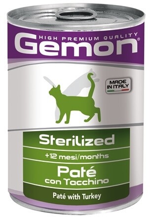 Консервы Gemon Cat Sterilised для стерилизованных кошек (паштет из индейки) 24 шт