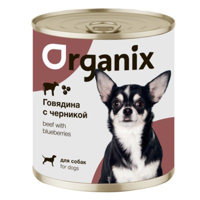Консервы для собак Organix заливное из говядины с черникой (9 шт)