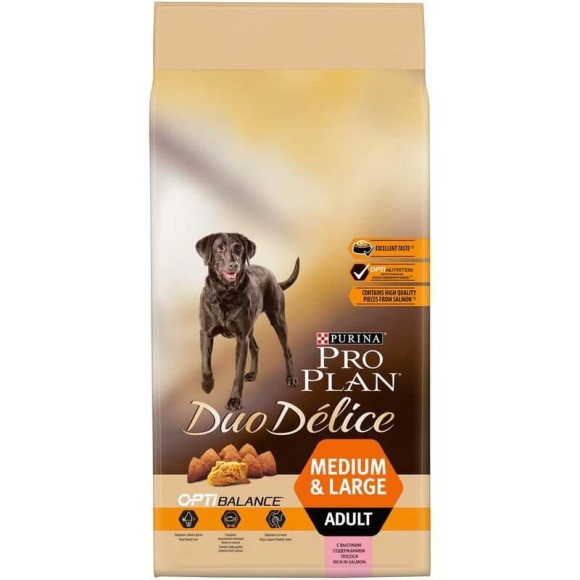 Сухой корм Purina Pro Plan Duo Delice для взрослых собак средних и крупных пород, с лососем