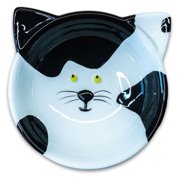 Миска Mr.Kranch Мордочка кошки керамическая 120 мл, черно-белая
