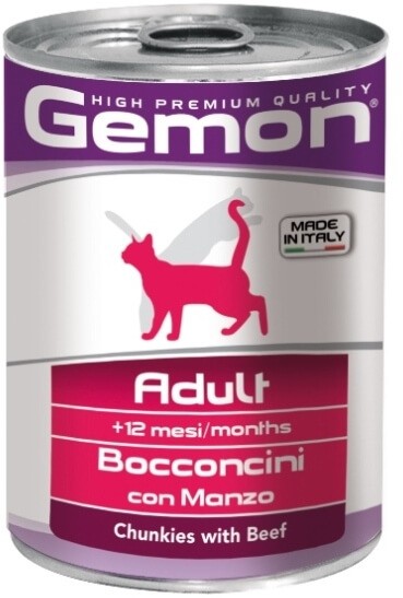 Консервы Gemon Cat для кошек кусочки говядины (24 шт)