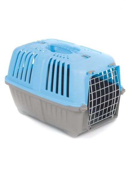 Переноска MPS PRATICO для кошек и собак мелких пород с металлической дверцей 48х31,5х33h см (синяя/серая)