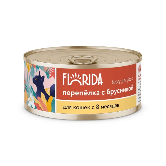 Консервы Florida для кошек с перепёлкой и брусникой (24 шт.)